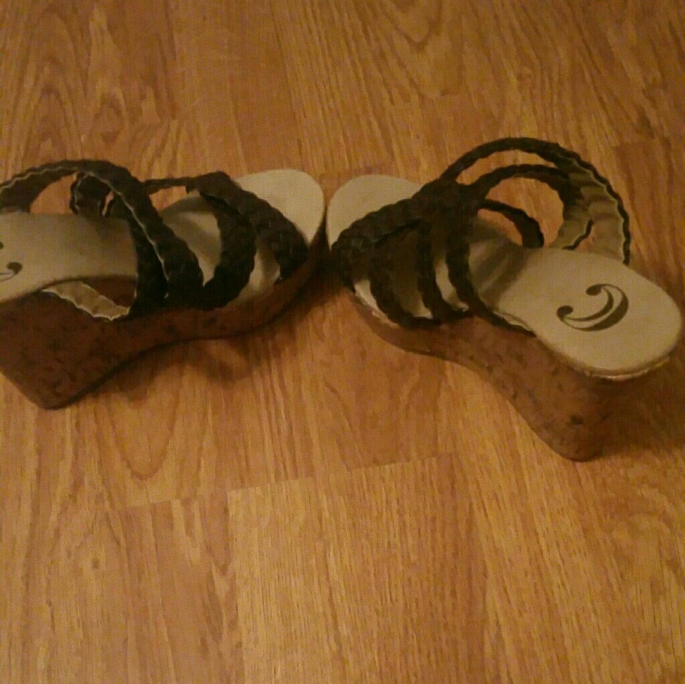 Brown strap heels